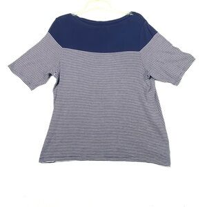 Charter Club Tunic Top 2X Navy White Stripe Pima Cotton Short Sleeve Nautical